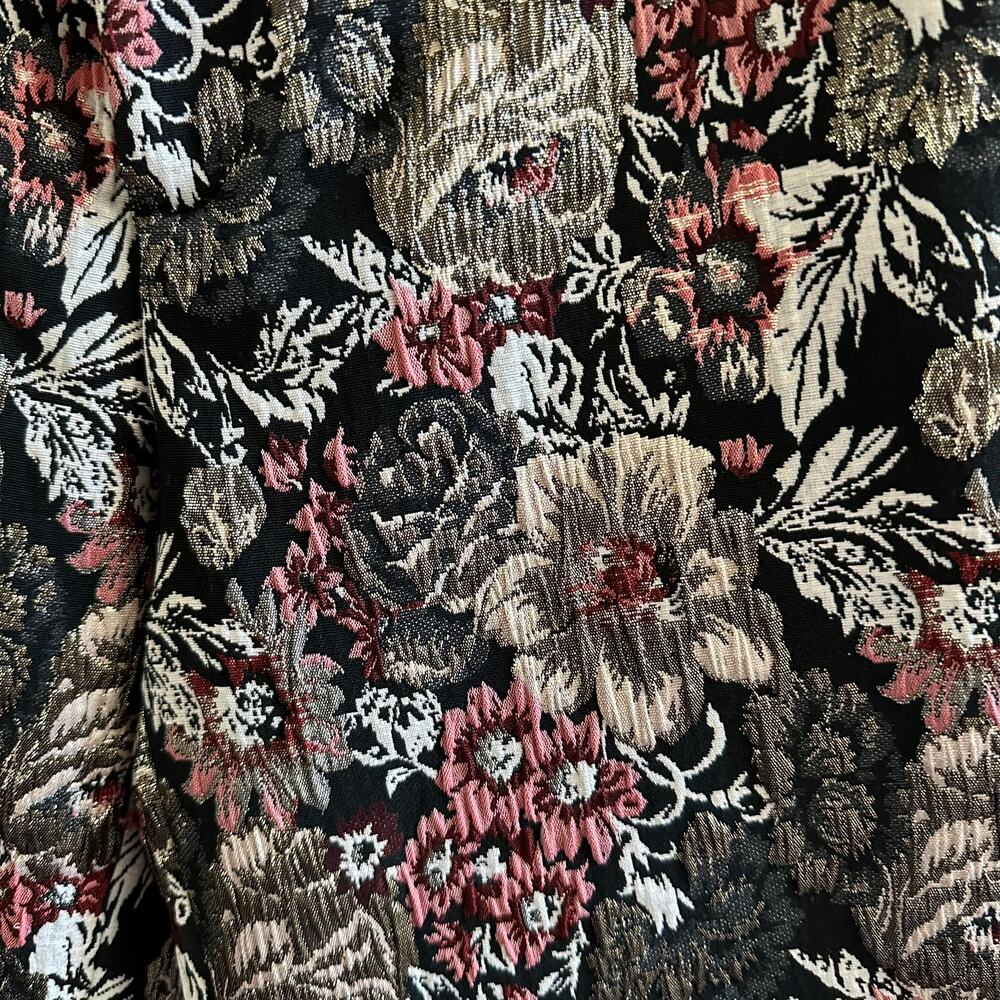 Anthropologie Maeve Jacquard Metallic Slim Pants Trousers Floral Size 0 - Picture 3 of 5